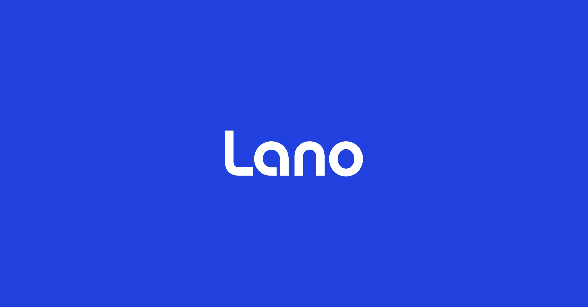 The Lano brand name in white, set against a solid blue background.