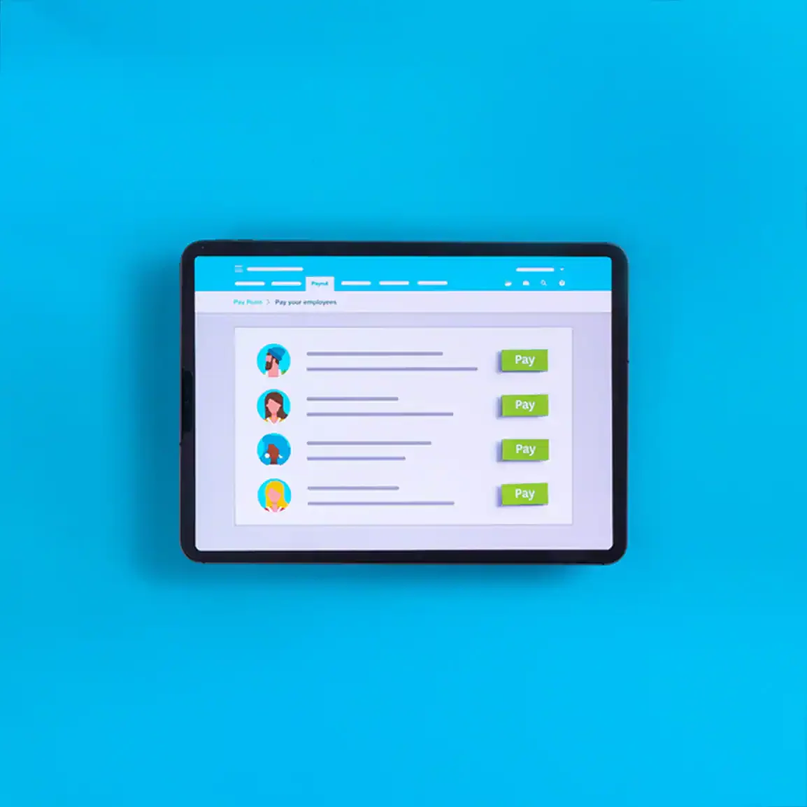 An intuitive tablet interface simplifies paying multiple employees with individual An intuitive tablet interface simplifies paying multiple employees with individual